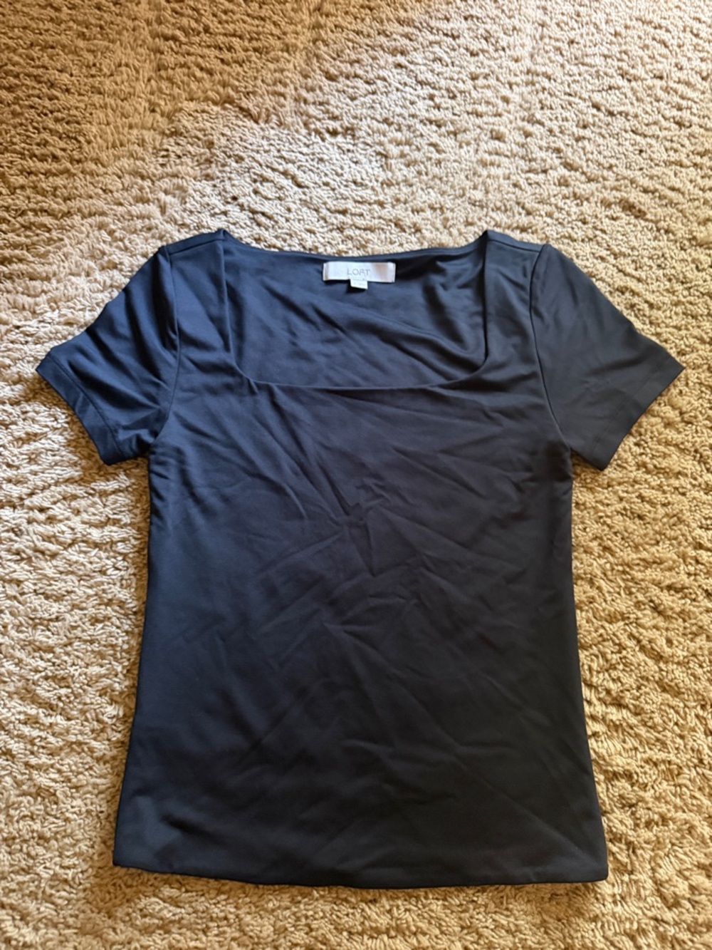 LOFT Black Square-Neck Short Sleeve Tee